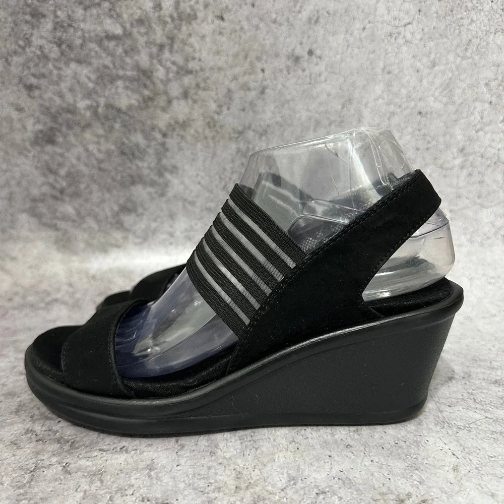 Skechers Rumblers Sci-Fi Wedge Sandals Womens 8.5 Elastic Strappy Memory Foam